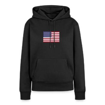 USA États-Unis d'Amérique Drapeau US flag - Sweat à capuche Premium bio Femme - noir - Devant - Julia (174cm)