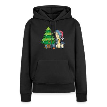 T-Rex at the Christmas tree sad Dino Christmas - Women’s Premium Organic Hoodie - black - Front - Julia (174cm)