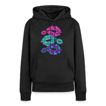 80er Jahre - Frauen Premium Bio Hoodie - Schwarz - Vorne - Julia (174cm)