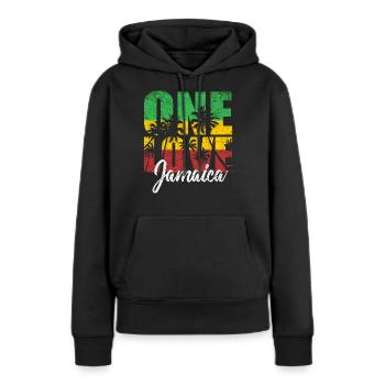 Jamaika - Frauen Premium Bio Hoodie - Schwarz - Vorne - Julia (174cm)