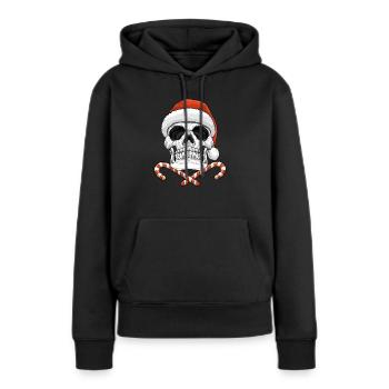 Crâne Père Noël Crâne Noël - Sweat à capuche Premium bio Femme - noir - Devant - Julia (174cm)