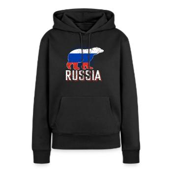 Ours polaire de Russie - Sweat à capuche Premium bio Femme - noir - Devant - Julia (174cm)