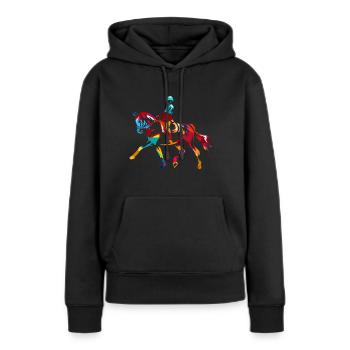 Dressur Geschenk - Frauen Premium Bio Hoodie - Schwarz - Vorne - Julia (174cm)