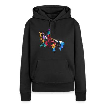 Dressur - Frauen Premium Bio Hoodie - Schwarz - Vorne - Julia (174cm)