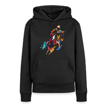 Springreiten Pferdesport Pferde - Frauen Premium Bio Hoodie - Schwarz - Vorne - Julia (174cm)