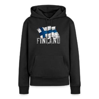 Finlande - Sweat à capuche Premium bio Femme - noir - Devant - Julia (174cm)