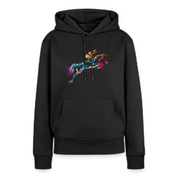 concours complet - Sweat à capuche Premium bio Femme - noir - Devant - Julia (174cm)