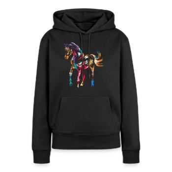Cheval arabe arabe - Sweat à capuche Premium bio Femme - noir - Devant - Julia (174cm)