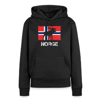 Norwegische Flagge Elch Norwegen Norge - Frauen Premium Bio Hoodie - Schwarz - Vorne - Julia (174cm)