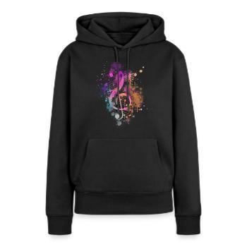 Compositeur de Clef - Sweat à capuche Premium bio Femme - noir - Devant - Julia (174cm)