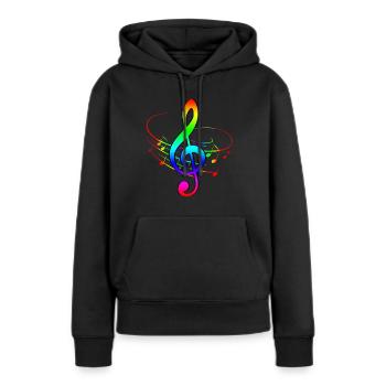 Morceau de musique Clef - Sweat à capuche Premium bio Femme - noir - Devant - Julia (174cm)