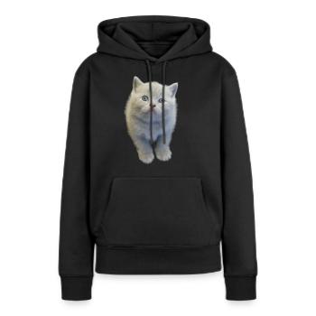 Chatons - Sweat à capuche Premium bio Femme - noir - Devant - Julia (174cm)
