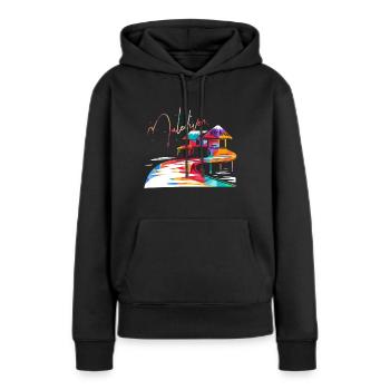 Maldives - Sweat à capuche Premium bio Femme - noir - Devant - Julia (174cm)