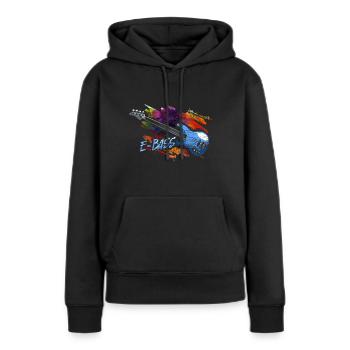 E-Bass Geschenk - Frauen Premium Bio Hoodie - Schwarz - Vorne - Julia (174cm)