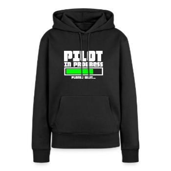 Aviateur pilote - Sweat à capuche Premium bio Femme - noir - Devant - Julia (174cm)