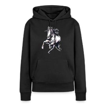 Wasserfarben Pferd Grafik Pferde Reiten Liebe - Frauen Premium Bio Hoodie - Schwarz - Vorne - Julia (174cm)