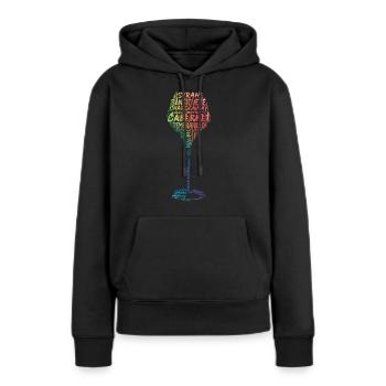 Vignes cépages - Sweat à capuche Premium bio Femme - noir - Devant - Julia (174cm)