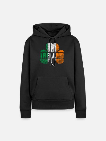 Irisches Kleeblatt - Frauen Premium Bio Hoodie - Schwarz