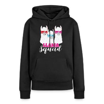 Lama Lama Squad Lama und Alpakas Alpaka - Frauen Premium Bio Hoodie - Schwarz - Vorne - Julia (174cm)