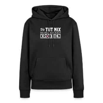 Will nach Kroatien Urlaub I Camping am Meer Partne - Frauen Premium Bio Hoodie - Schwarz - Vorne - Julia (174cm)