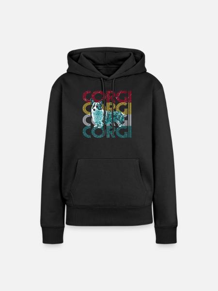 Corgi - Frauen Premium Bio Hoodie - Schwarz