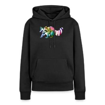 Waschbär Niedliches Tier - Frauen Premium Bio Hoodie - Schwarz - Vorne - Julia (174cm)