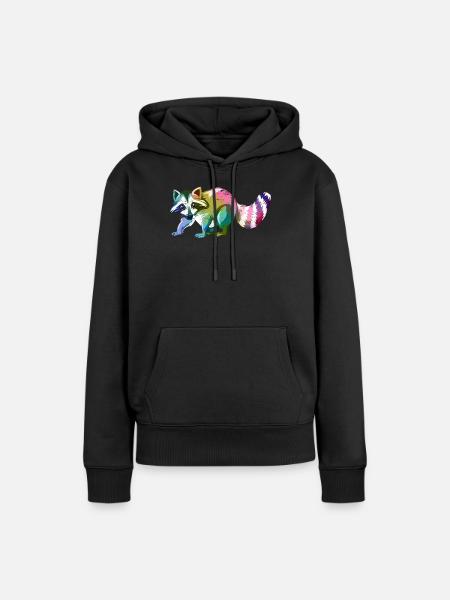 Waschbär Niedliches Tier - Frauen Premium Bio Hoodie - Schwarz