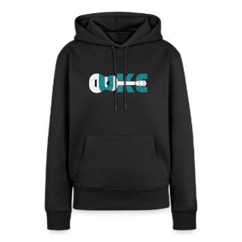 Ukulele - Frauen Premium Bio Hoodie - Schwarz - Vorne - Julia (174cm)