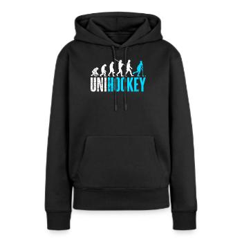Unihockey - Frauen Premium Bio Hoodie - Schwarz - Vorne - Julia (174cm)