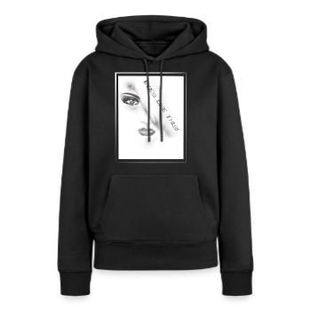 Eyes like this - Frauen Premium Bio Hoodie - Schwarz - Vorne - Julia (174cm)