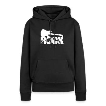Rock Rock Rock Rock Rock rock guitare - Sweat à capuche Premium bio Femme - noir - Devant - Julia (174cm)
