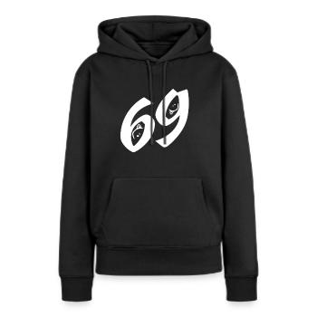 Sexe cadeaux de sexe dictons pervers 69 position - Sweat à capuche Premium bio Femme - noir - Devant - Julia (174cm)