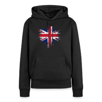 Union Jack - Drapeau britannique - Sweat à capuche Premium bio Femme - noir - Devant - Julia (174cm)