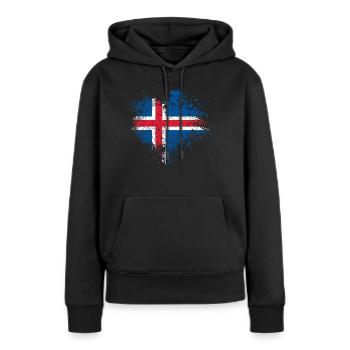 Island Flagge - Frauen Premium Bio Hoodie - Schwarz - Vorne - Julia (174cm)