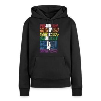 Anti racisme contre racisme racisme - Sweat à capuche Premium bio Femme - noir - Devant - Julia (174cm)