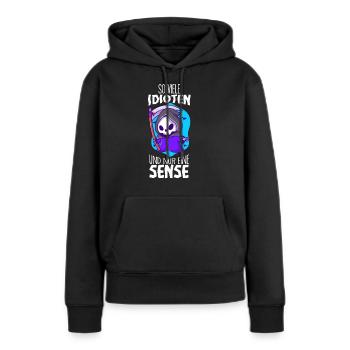 Des phrases drôles - Sweat à capuche Premium bio Femme - noir - Devant - Julia (174cm)