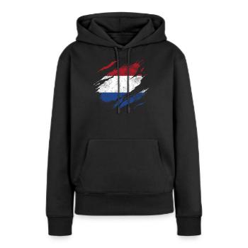 Pays-Bas Pavillon - Sweat à capuche Premium bio Femme - noir - Devant - Julia (174cm)