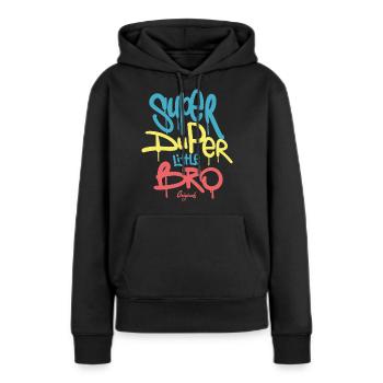 Super Duper little bro originals Geschenkidee - Frauen Premium Bio Hoodie - Schwarz - Vorne - Julia (174cm)