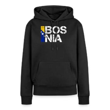 Bosnie - Sweat à capuche Premium bio Femme - noir - Devant - Julia (174cm)