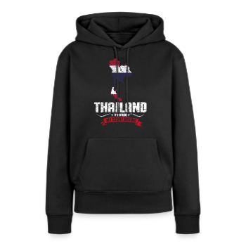 Thaïlande - Sweat à capuche Premium bio Femme - noir - Devant - Julia (174cm)