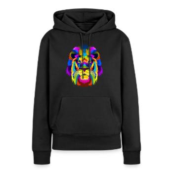 Löwe Raubtier - Frauen Premium Bio Hoodie - Schwarz - Vorne - Julia (174cm)