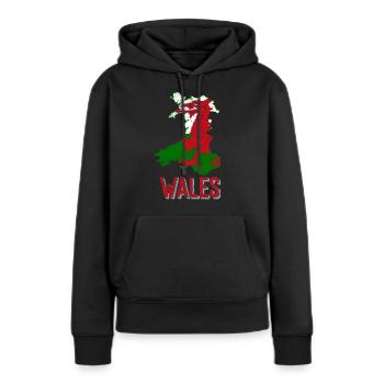 Pays de Galles - Sweat à capuche Premium bio Femme - noir - Devant - Julia (174cm)