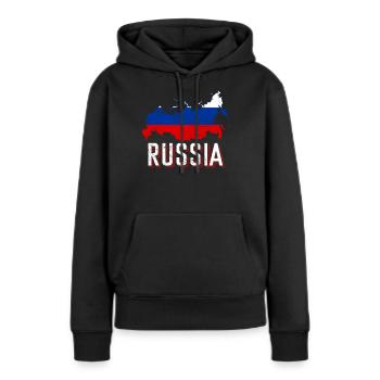 Russland Flagge Landkarte - Frauen Premium Bio Hoodie - Schwarz - Vorne - Julia (174cm)
