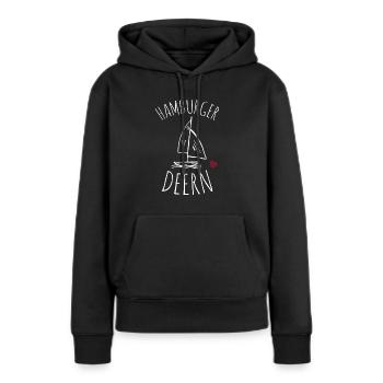 Hamburger Deern Segelboot - Frauen Premium Bio Hoodie - Schwarz - Vorne - Julia (174cm)
