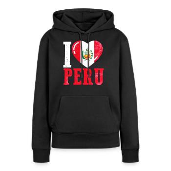 J’aime le Pérou - Sweat à capuche Premium bio Femme - noir - Devant - Julia (174cm)