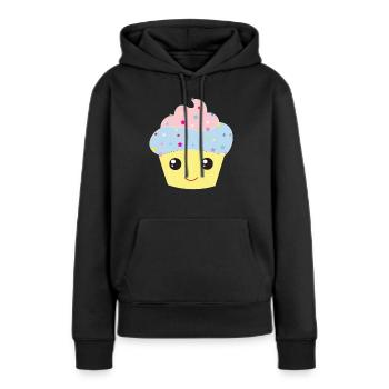 Muffin - Sweat à capuche Premium bio Femme - noir - Devant - Julia (174cm)