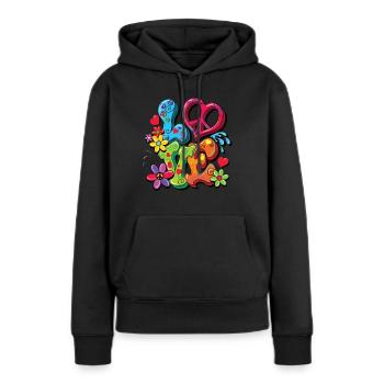 Hippie Kostüm - Frauen Premium Bio Hoodie - Schwarz - Vorne - Julia (174cm)