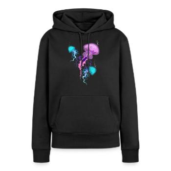 Qualle - Frauen Premium Bio Hoodie - Schwarz - Vorne - Julia (174cm)