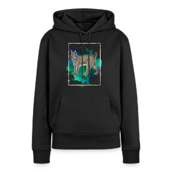 Lynx - Sweat à capuche Premium bio Femme - noir - Devant - Julia (174cm)