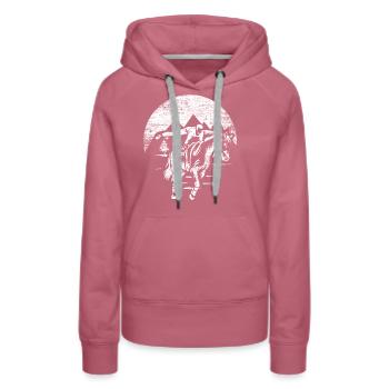 Voltigieren - Frauen Premium Bio Hoodie - Malve - Vorne - Isabella (175cm)
